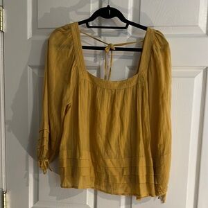 O'Neill Yellow Tie Back Relaxed Blouse